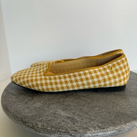 Vivaia Sylvia Yellow Square Toe Gingham Plaid Flats Loafers 38.5 - Picture 6 of 12